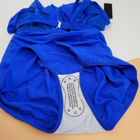 Tempt Me Women One Piece Swimsuit High Neck Plunge Mesh Ruched Monokini Swimwear - Picture 13 of 14